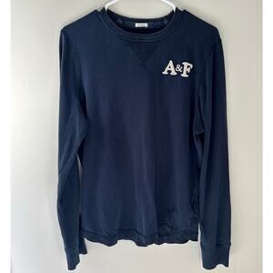 Y2K Abercrombie & Fitch Men's Muscle Fit Navy Cotton Shirt Preppy Stretchy Large